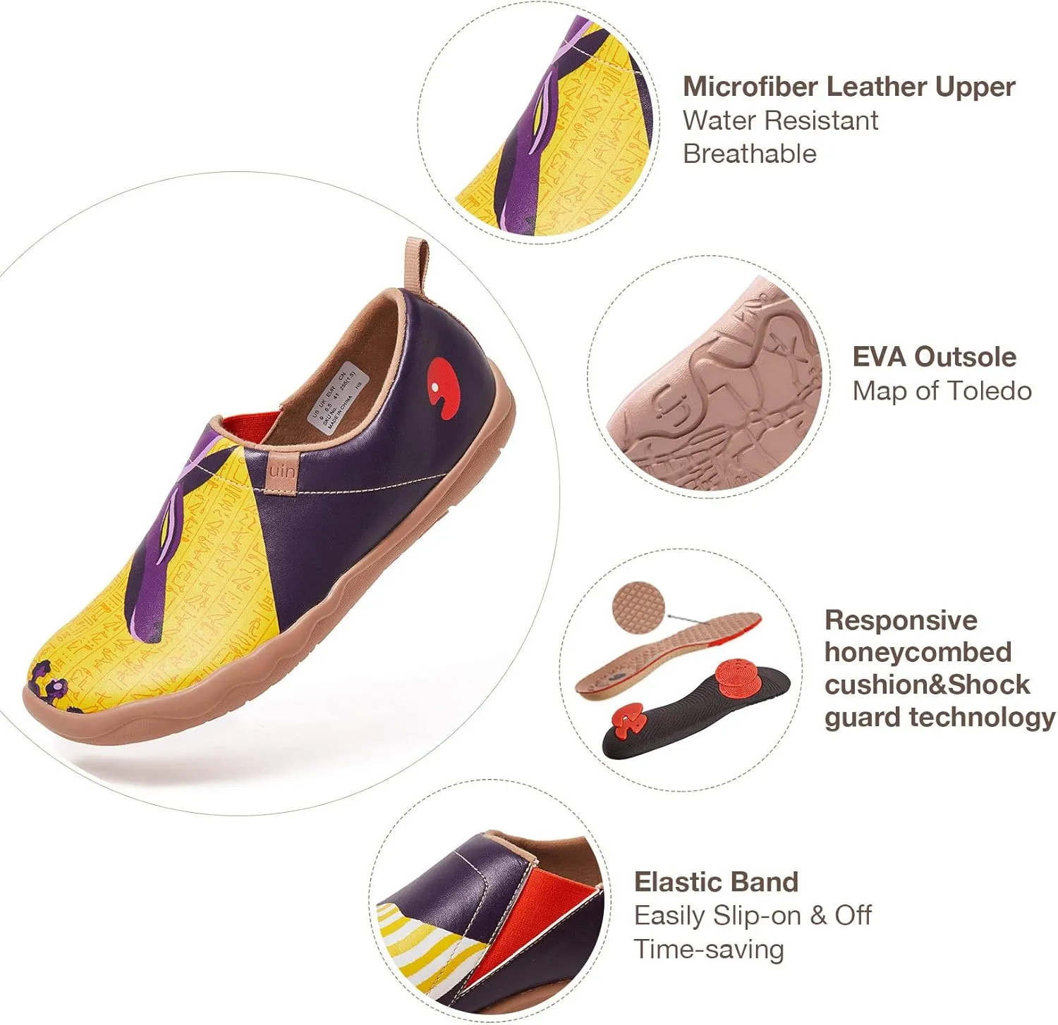 UIN Men's Walking Travel Shoes Slip On Microfiber Casual Loafers Lightweight Comfort Fashion Sneaker