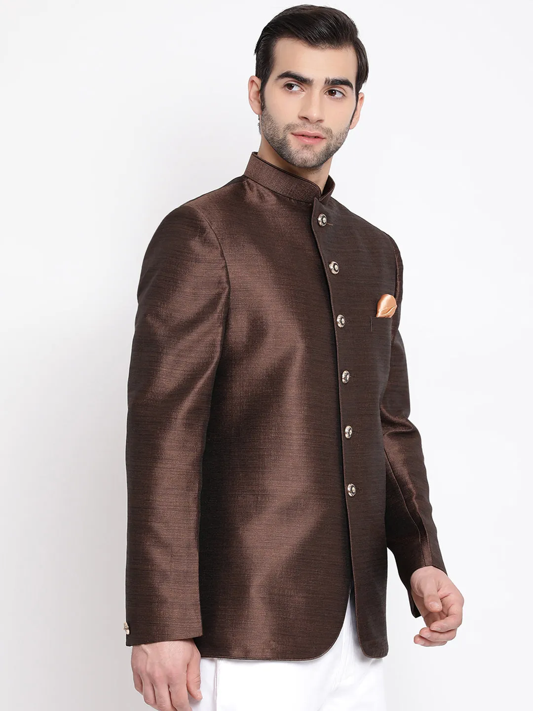 VASTRAMAY  Men's Coffee Silk Blend Jodhpuri