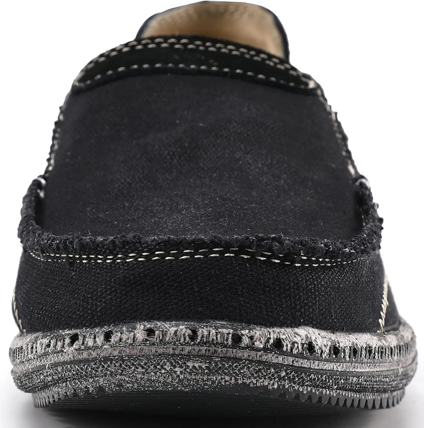 VILOCY Mens Slip on Deck Shoes Casual Canvas Loafers Beach Boat Shoes Zero Drop Vintage Flat