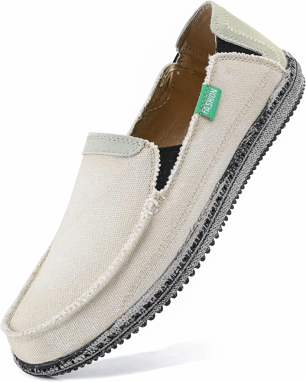 VILOCY Mens Slip on Deck Shoes Casual Canvas Loafers Beach Boat Shoes Zero Drop Vintage Flat