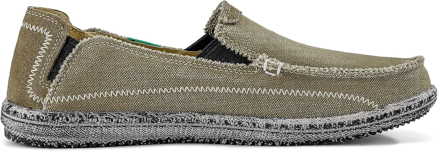 VILOCY Mens Slip on Deck Shoes Casual Canvas Loafers Beach Boat Shoes Zero Drop Vintage Flat