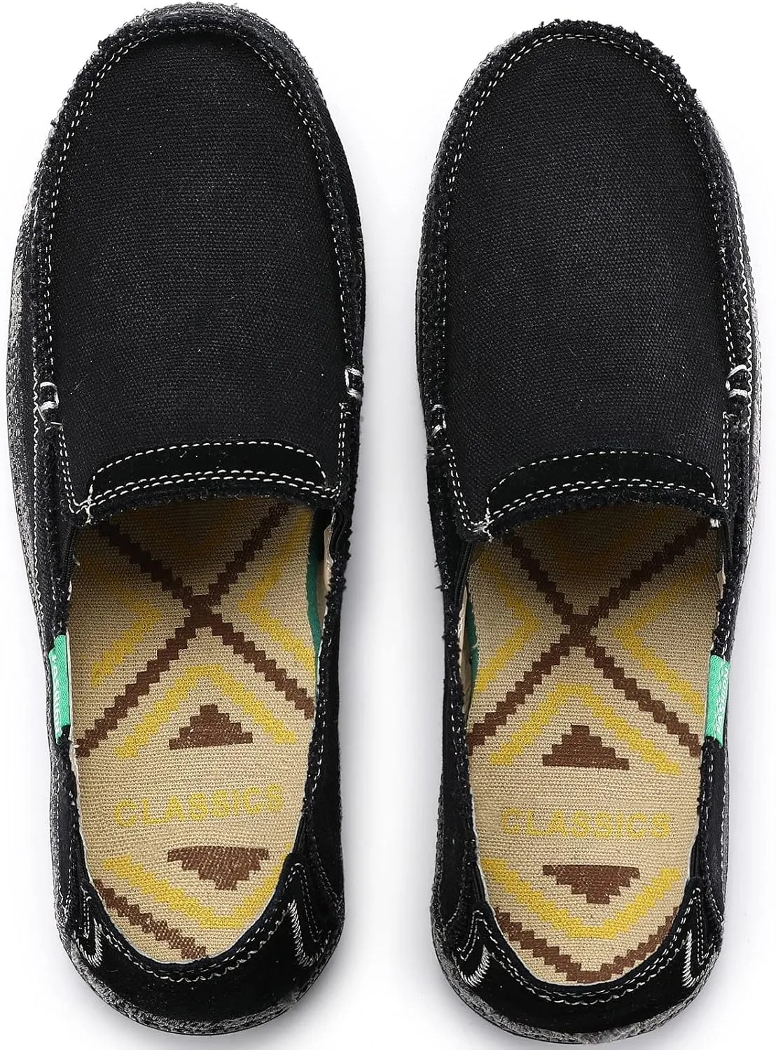 VILOCY Mens Slip on Deck Shoes Casual Canvas Loafers Beach Boat Shoes Zero Drop Vintage Flat