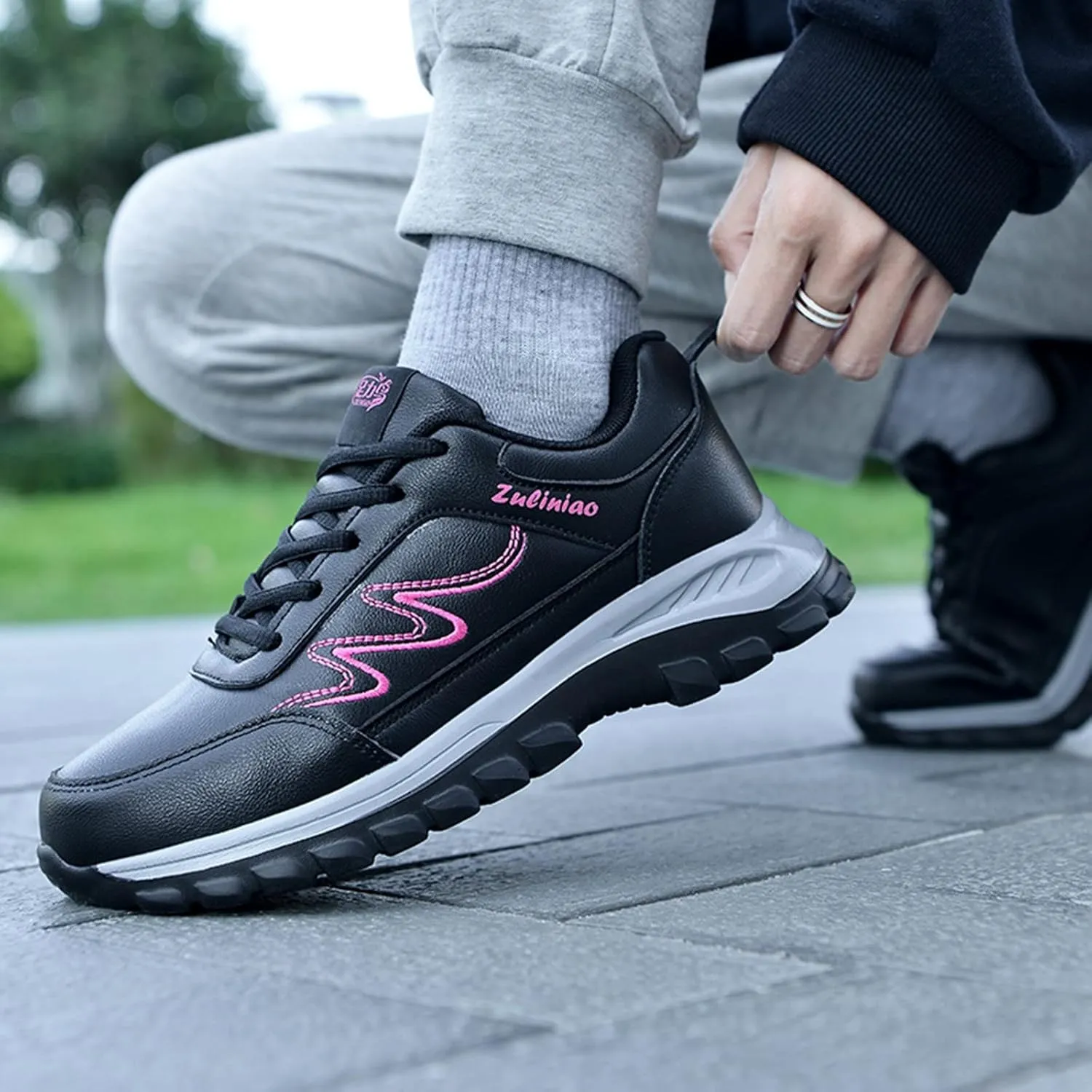 Walking Shoes for Women Casual Slip On Sneakers Women Comfortable Lightweight Flat Non Slip Lace Up Sports Shoes