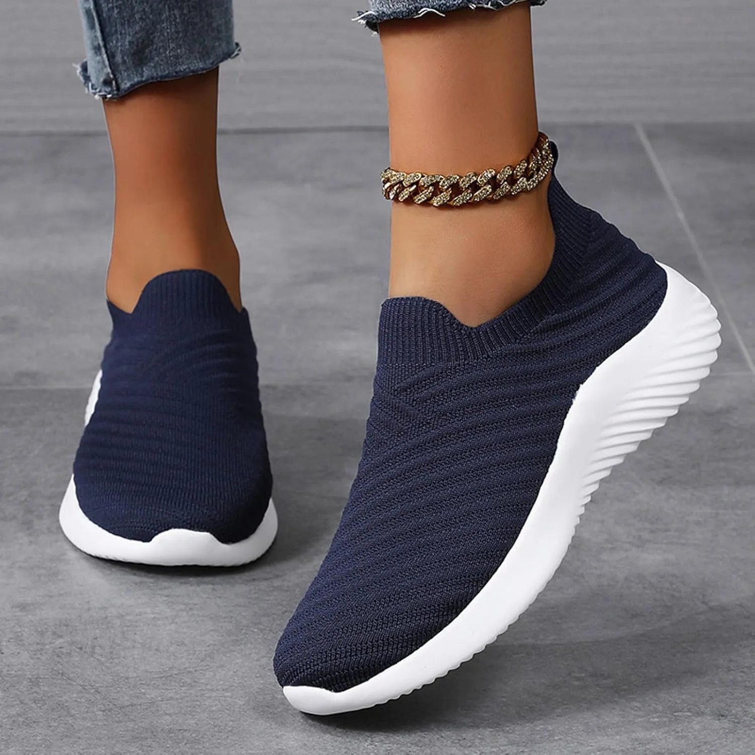 Walking Shoes Women Slip On Comfortable Lightweight Breathable Sock Shoe Casual Mesh Non Slip Tennis Workout Running Sneakers
