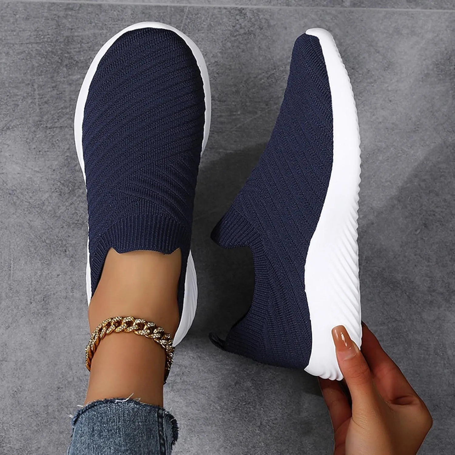 Walking Shoes Women Slip On Comfortable Lightweight Breathable Sock Shoe Casual Mesh Non Slip Tennis Workout Running Sneakers