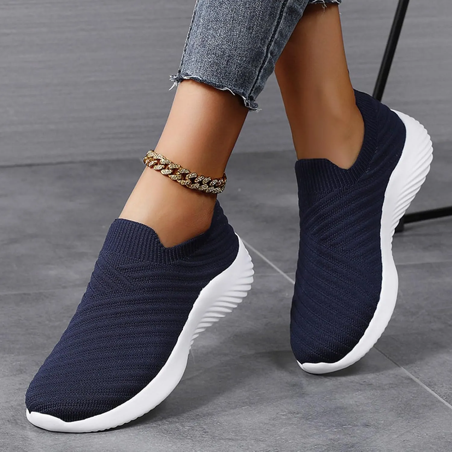 Walking Shoes Women Slip On Comfortable Lightweight Breathable Sock Shoe Casual Mesh Non Slip Tennis Workout Running Sneakers