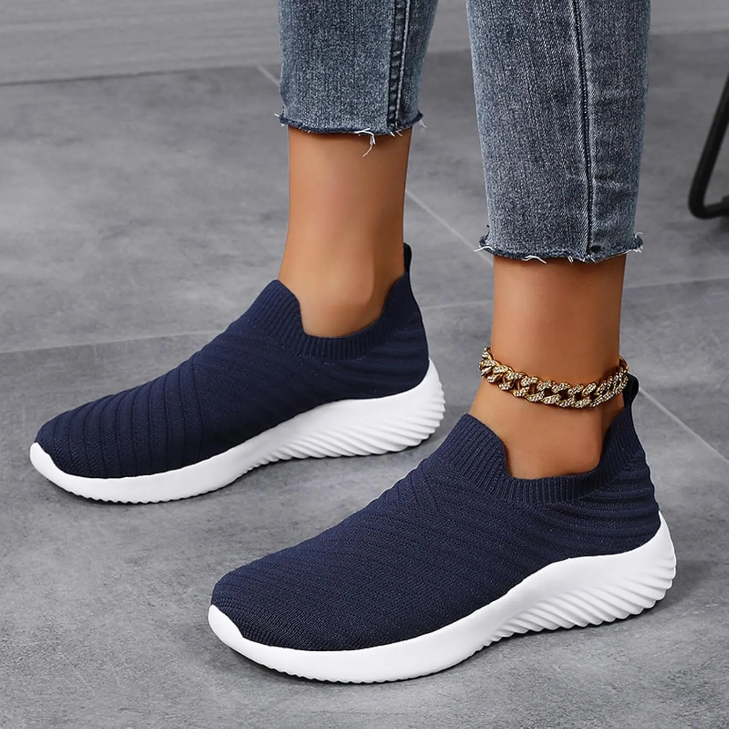 Walking Shoes Women Slip On Comfortable Lightweight Breathable Sock Shoe Casual Mesh Non Slip Tennis Workout Running Sneakers