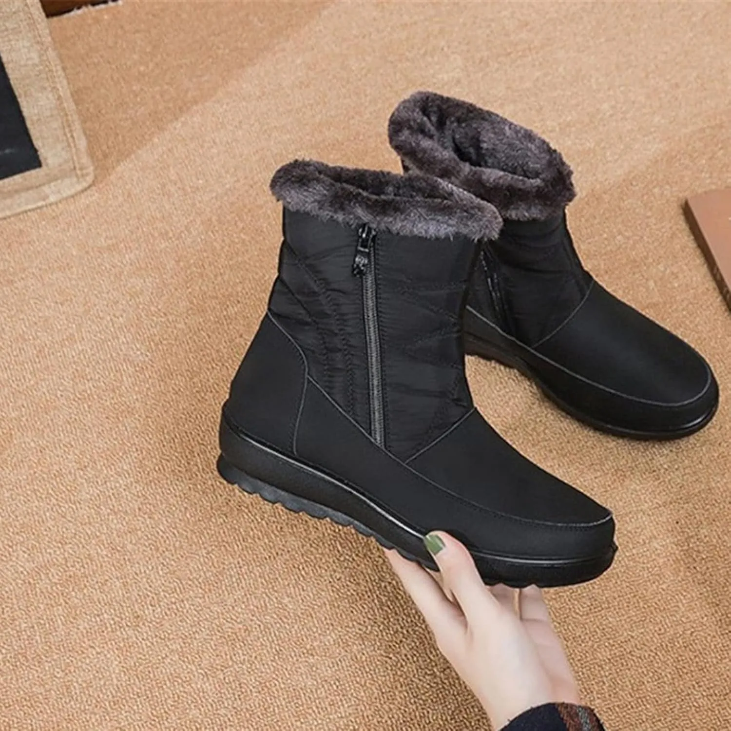 Winter Boots for Women Waterproof Snow Non Slip with Side Zipper Womens Winter Boots Wide Ankle Women Snow Boots 7 Wide Black Ankle Boots for Women Low Heel Winter Womens Insulated Waterproof Boots