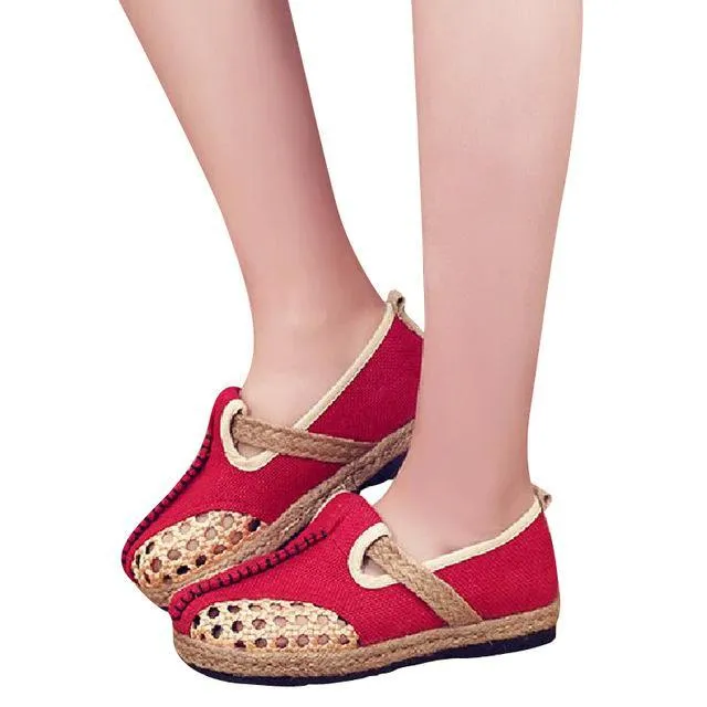 Woman Fat Girl Plus Size Flats Hollow  Flat Traditional Women's Black Flat Brand Shoes