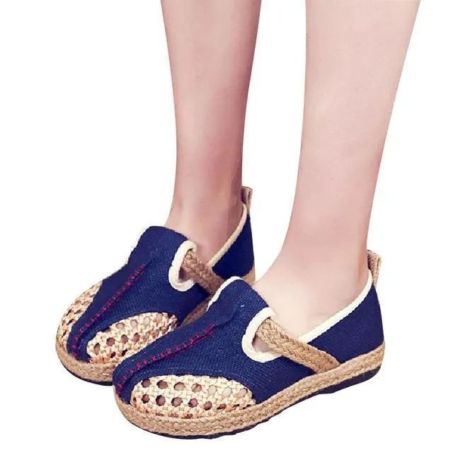 Woman Fat Girl Plus Size Flats Hollow  Flat Traditional Women's Black Flat Brand Shoes