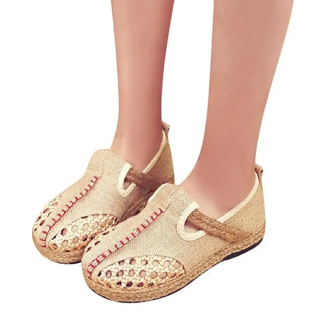 Woman Fat Girl Plus Size Flats Hollow  Flat Traditional Women's Black Flat Brand Shoes