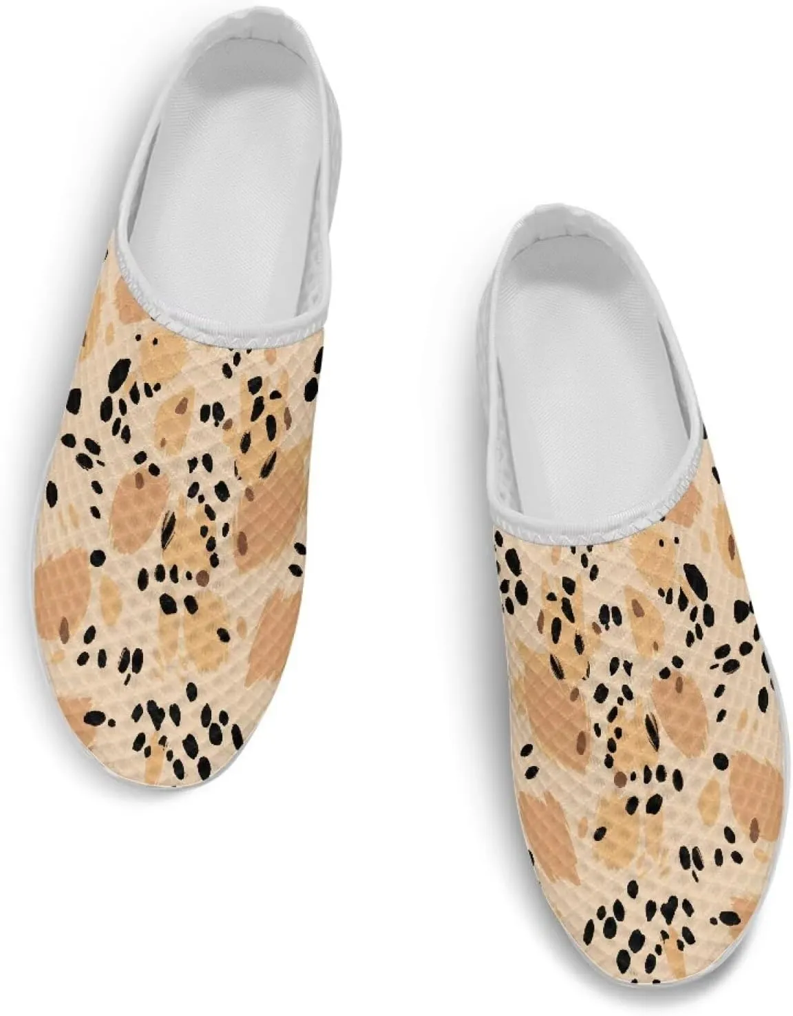 Women Half Slippers Breathable Lightweight Mesh Loafers Elastic Shock Absorption Flats Shoe Size 6-13.5 White Sole