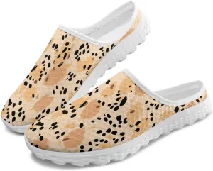 Women Half Slippers Breathable Lightweight Mesh Loafers Elastic Shock Absorption Flats Shoe Size 6-13.5 White Sole