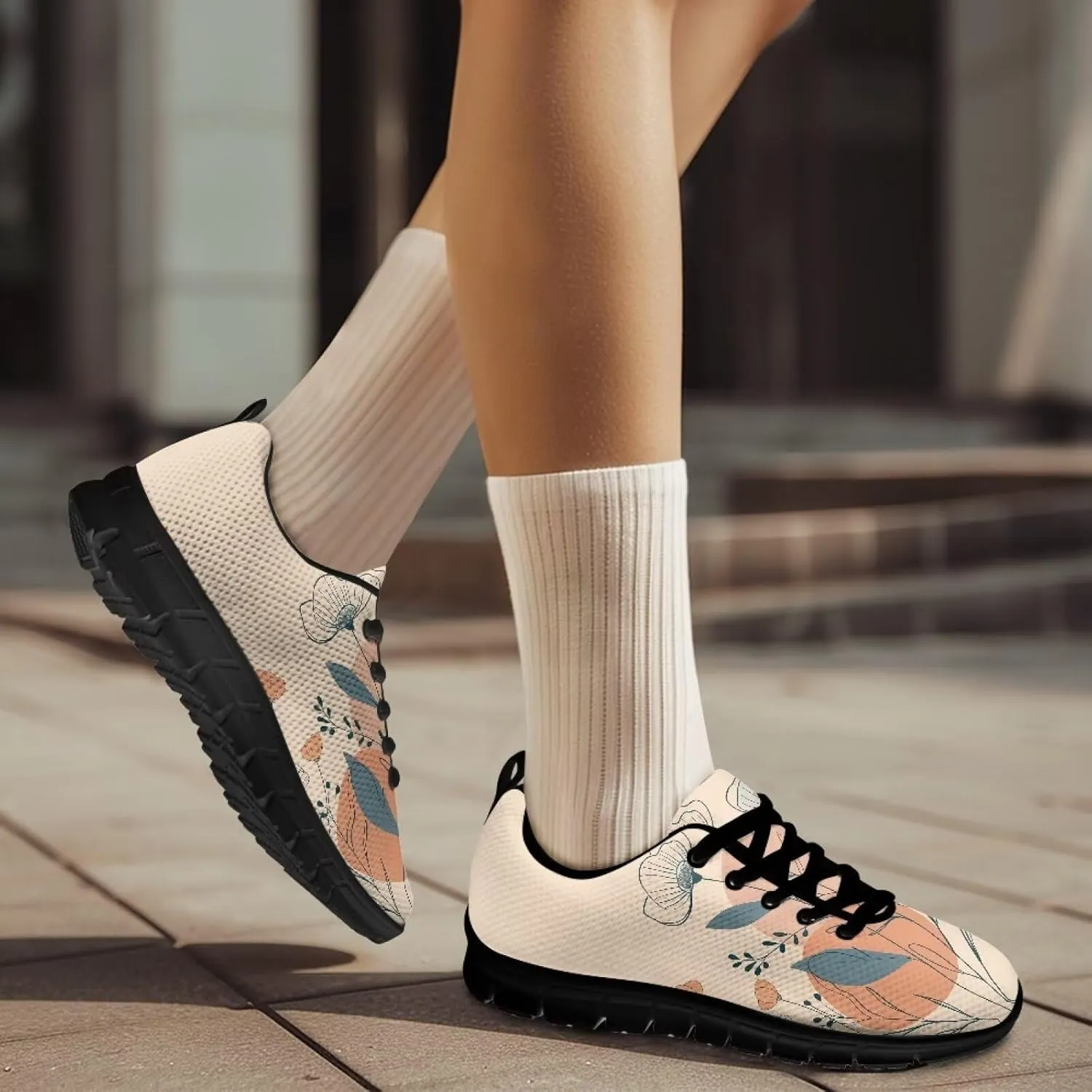 Women Non-Slip Running Shoes Casual Lightweight Workout Shoes Lace-Up Exercise Shoes Breathable Walking Shoes Athletic Sneakers US 5-12