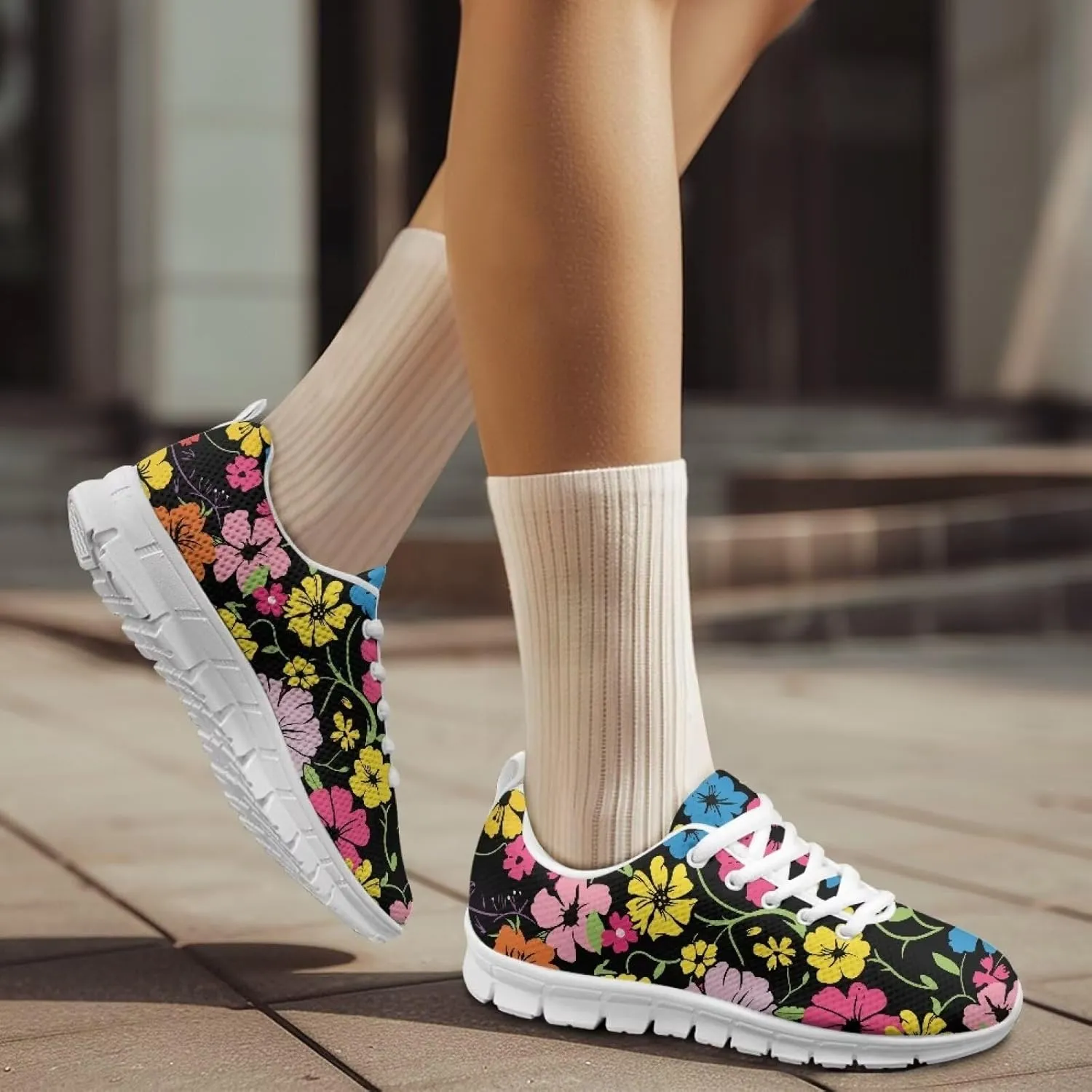 Women Non-Slip Running Shoes Casual Lightweight Workout Shoes Lace-Up Exercise Shoes Breathable Walking Shoes Athletic Sneakers US 5-12