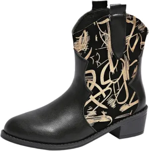 Womens Ankle Boots Ankle Cowboy Boots Womens Black Dress Boots Plus Size Boots Wide Calf Womens Wide Black Booties and Ankle Boots Ankle Boots for Women with Heel Wide Width