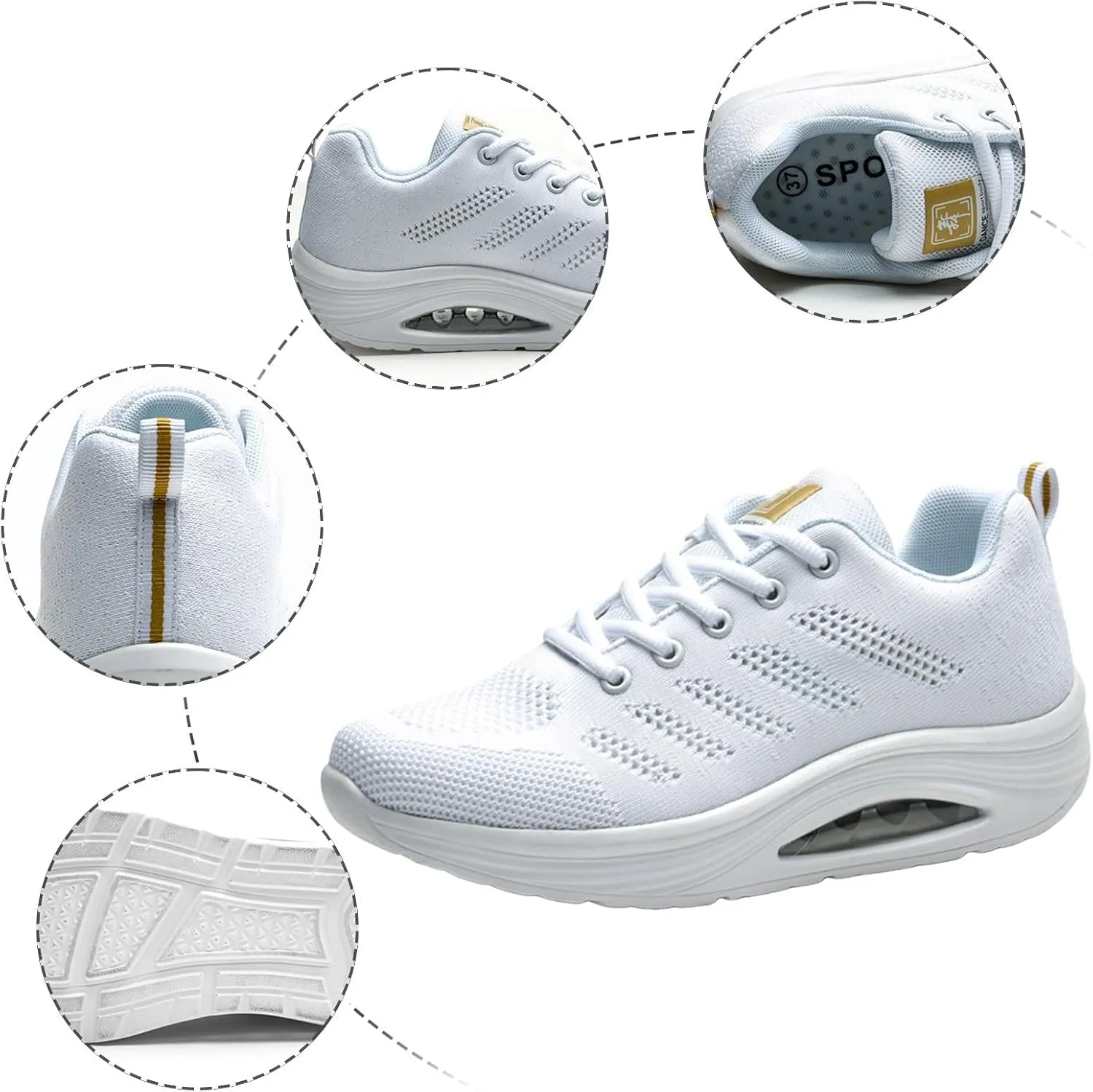 Women's Athletic Running Shoes Casual Thick Soled Breathable Sneakers Outdoor Fashion Sport Tennis Shoes