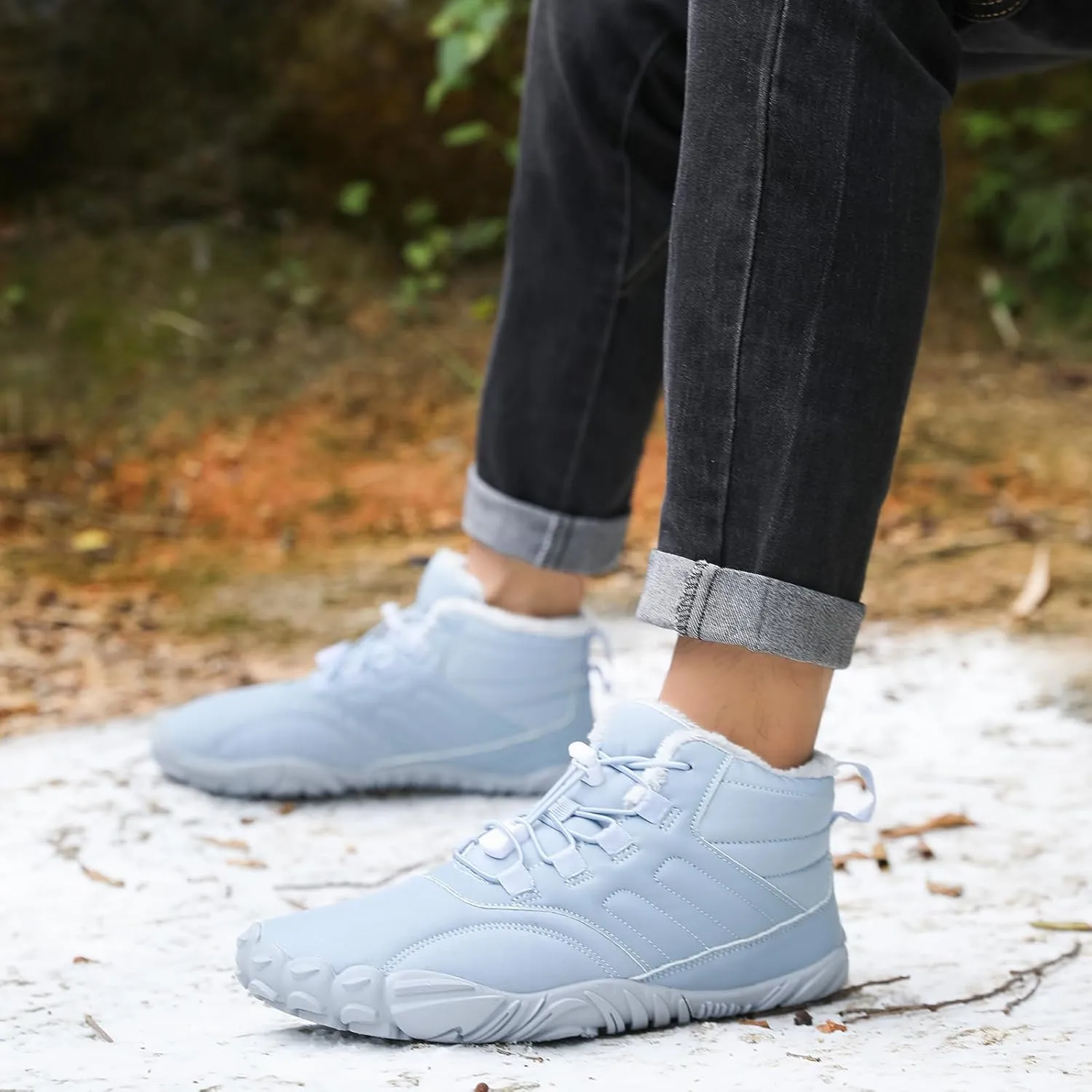 Womens Barefoot Shoes Casual Winter Snow Boots Waterproof Snow Boots Lightweight Fur Lined Shoes Trail Running Sneakers