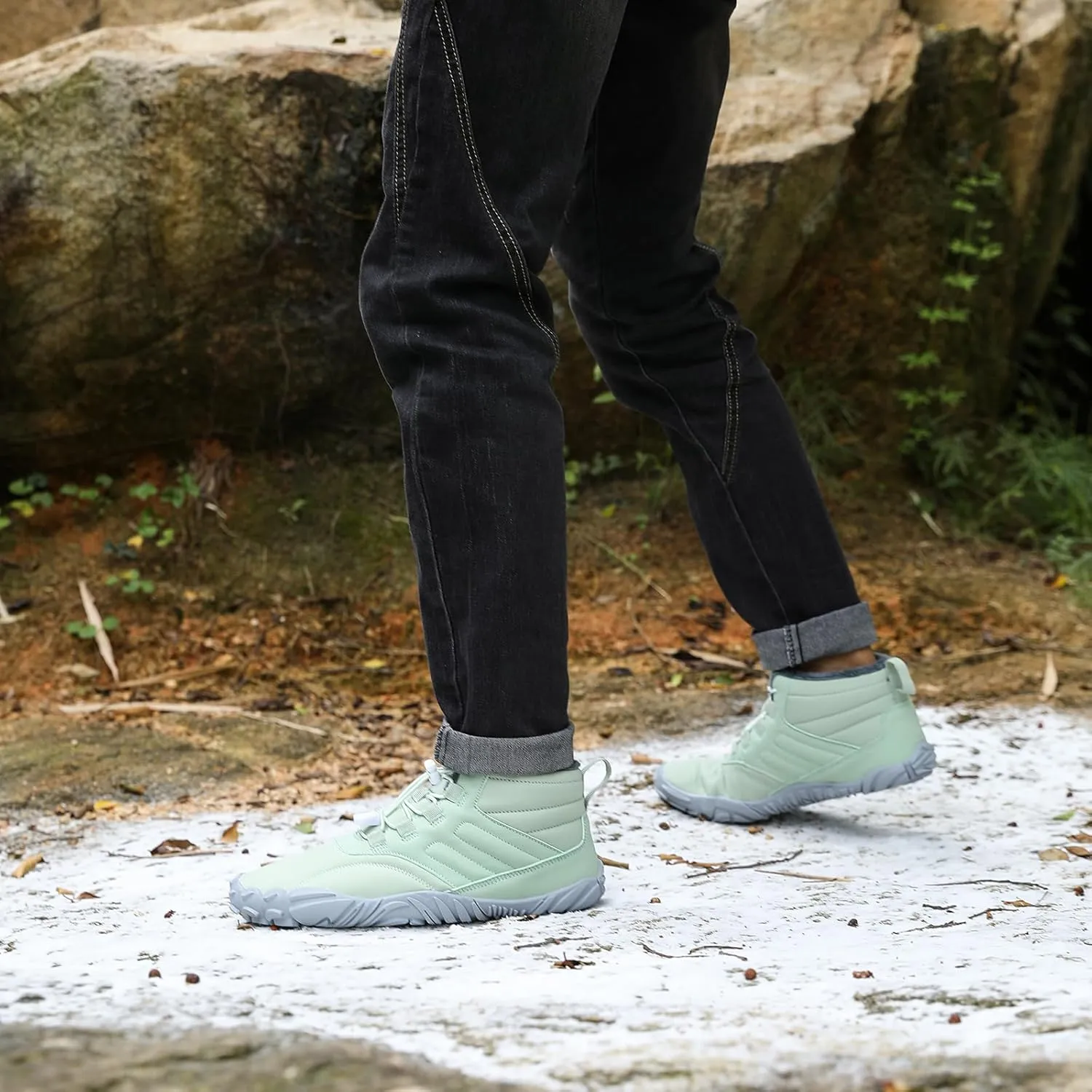 Womens Barefoot Shoes Casual Winter Snow Boots Waterproof Snow Boots Lightweight Fur Lined Shoes Trail Running Sneakers