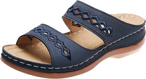 Women's Breathable Orthopedic Sandals Orthotic Women Flip Flop Sandals Womens Boat Sandals Orthotic Womens Casual Dressy Low Wedge Summer Shoes Cute Strappy Orthopedic Indoor Slippers for Women
