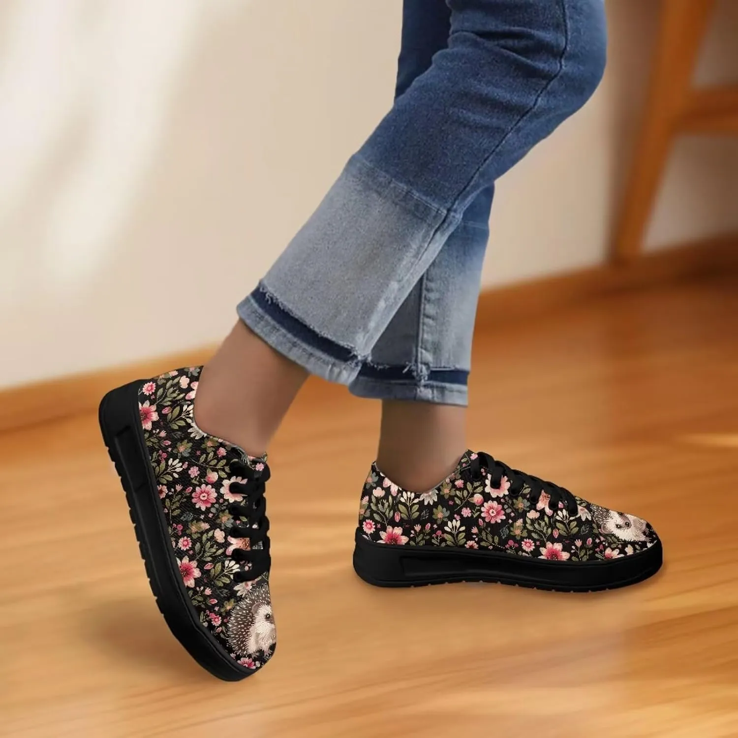 Womens Canvas Sneakers Orthotic Walking Shoes with Memory Foam Non-Slip Canvas Shoes for Hiking Walking Running