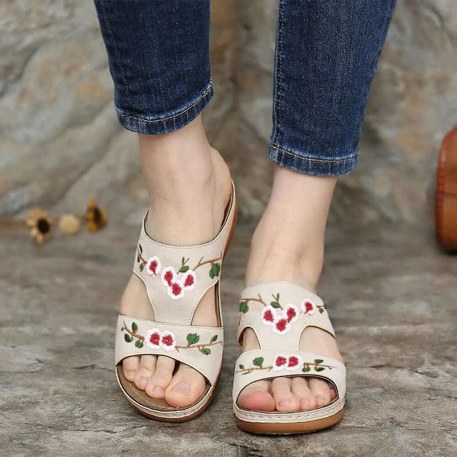 Womens Dressy Rhinestone Sandals Low Heel Elastic Strap Summer Casual Shoes Comfortable Beach Walking Slides Open Toe Platform Orthopedic Shoes for Women
