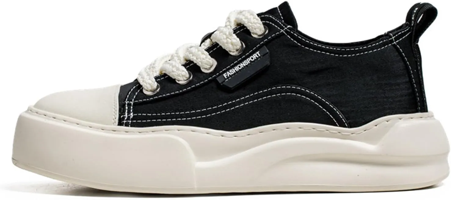 Women's Fashion Canvas Lace Up Platform Sneakers Casual Low Top Round Toe Non Slip Walking Workout Loafers