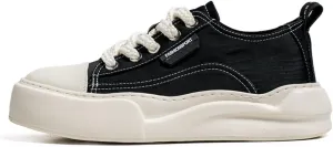 Women's Fashion Canvas Lace Up Platform Sneakers Casual Low Top Round Toe Non Slip Walking Workout Loafers