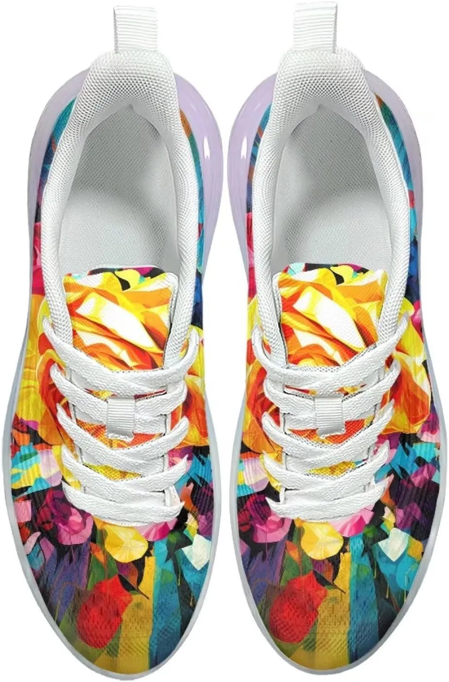 Women's Floral Print Sneaker Soft Lightweight Non Slip Tennis Sneaker Footwear Air Cushion Walking Shoes for Women US 6-11