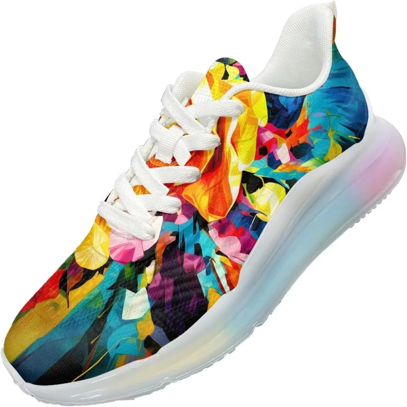 Women's Floral Print Sneaker Soft Lightweight Non Slip Tennis Sneaker Footwear Air Cushion Walking Shoes for Women US 6-11