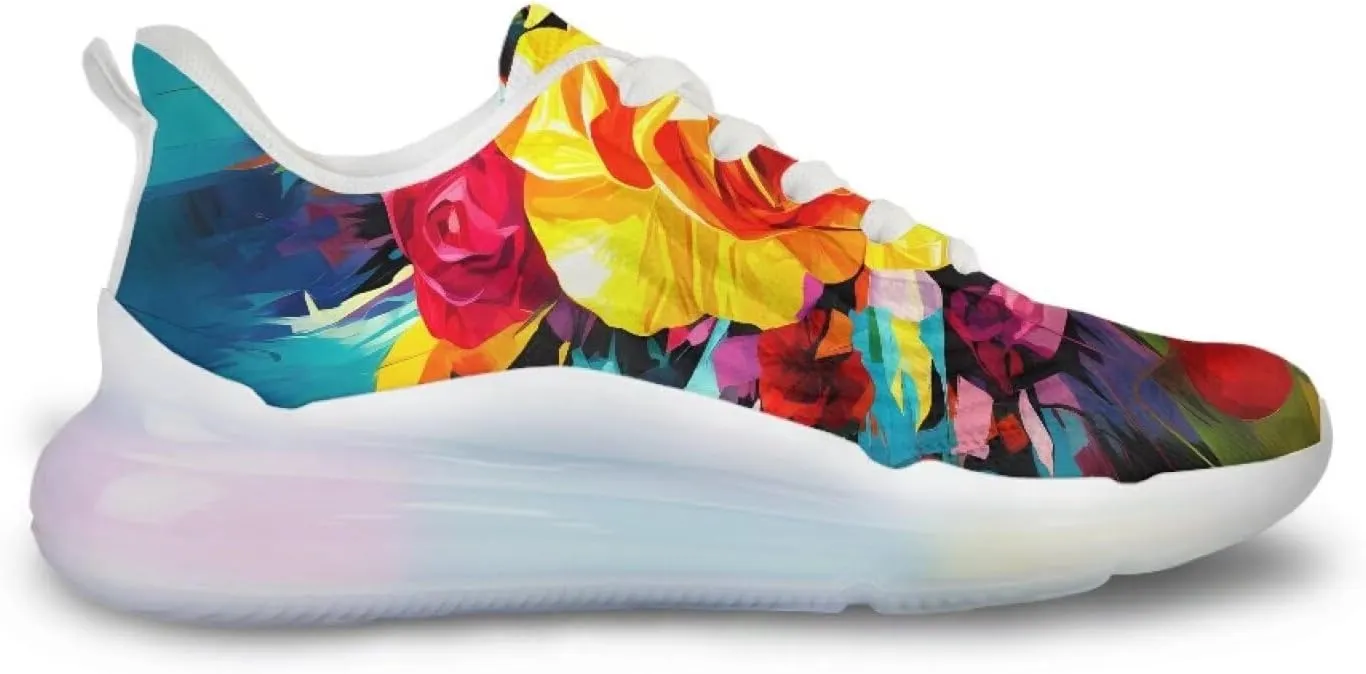 Women's Floral Print Sneaker Soft Lightweight Non Slip Tennis Sneaker Footwear Air Cushion Walking Shoes for Women US 6-11