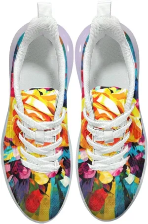 Women's Floral Print Sneaker Soft Lightweight Non Slip Tennis Sneaker Footwear Air Cushion Walking Shoes for Women US 6-11