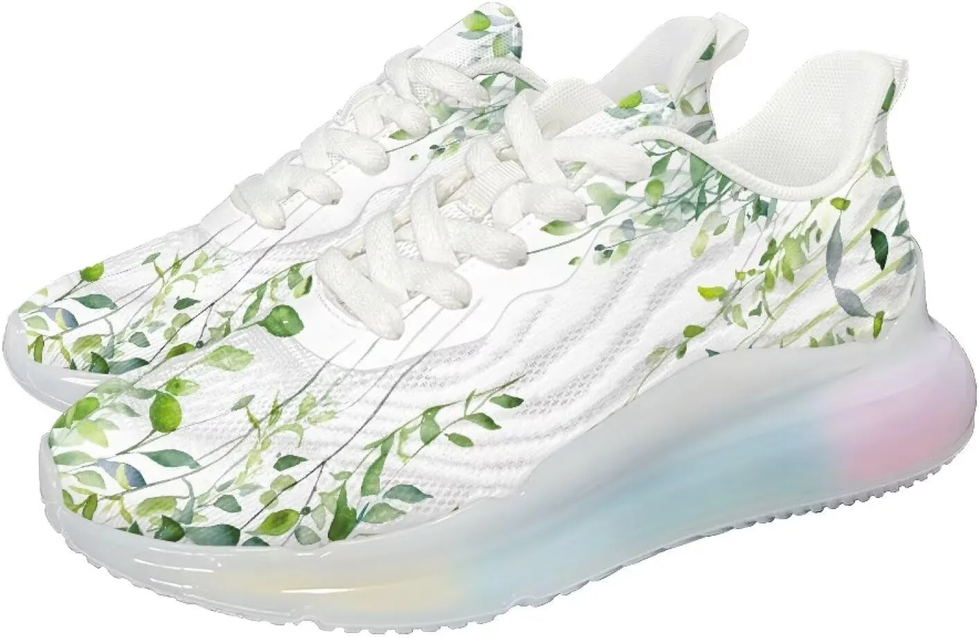 Women's Flower Sneakers Cozy Breathable Lightweight Non-Slip Air Cushion Outdoor Running Shoes for Women US 6-11