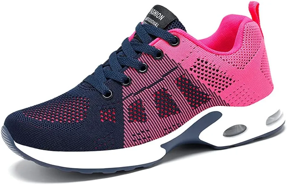 Women's Flying Knit Running Shoes - Lightweight Lace-up Sneakers for Daily Walking and Work, Garden Shoes