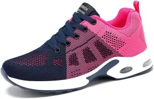 Women's Flying Knit Running Shoes - Lightweight Lace-up Sneakers for Daily Walking and Work, Garden Shoes