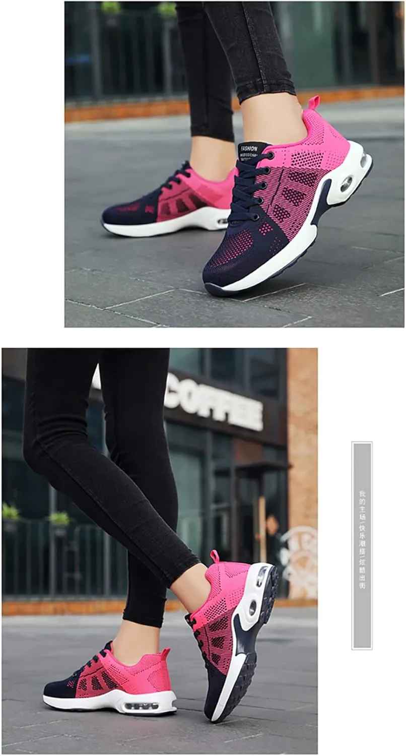 Women's Flying Knit Running Shoes - Lightweight Lace-up Sneakers for Daily Walking and Work, Garden Shoes