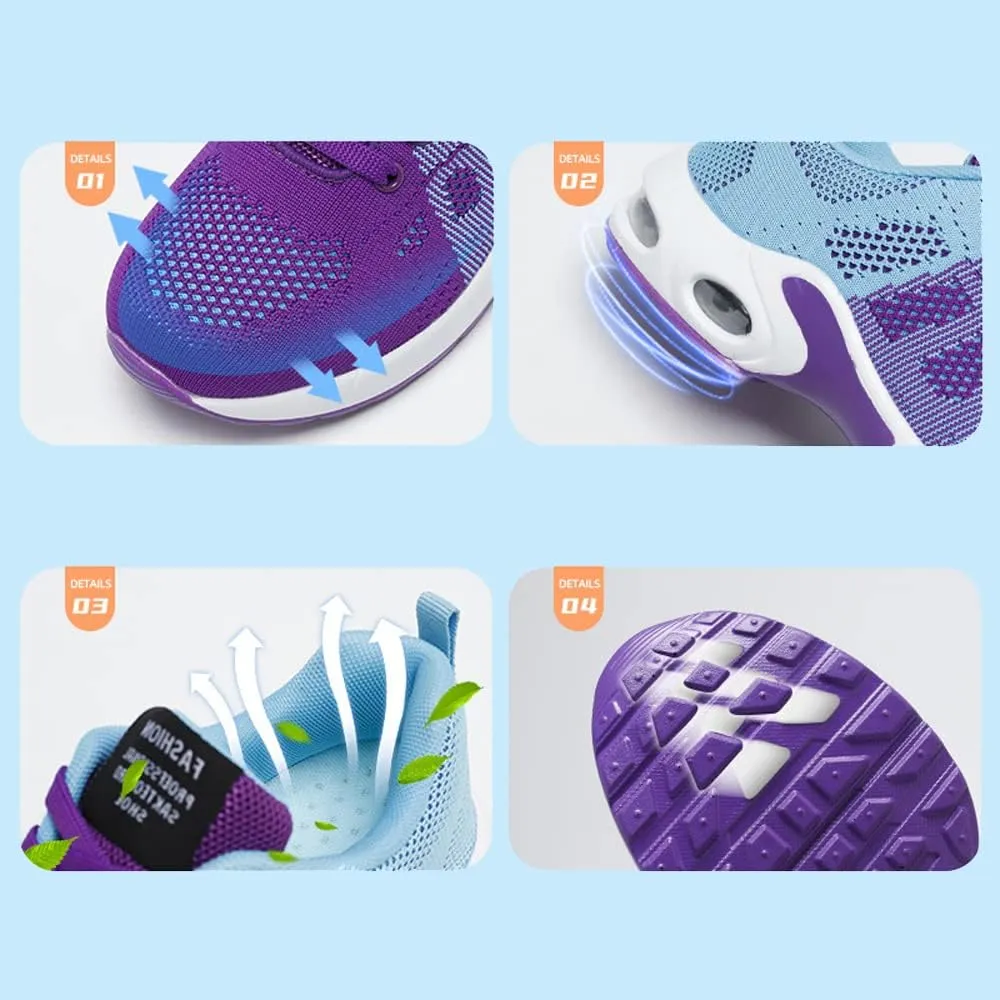 Women's Flying Knit Running Shoes - Lightweight Lace-up Sneakers for Daily Walking and Work, Garden Shoes