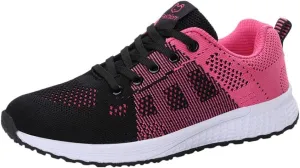 Womens Ladies Walking Running Shoes Slip On Lace-Up Tennis Shoes Womens Slip On Casual Tennis Shoes Walking Sneakers Red Tennis Shoe Cross Trainer Shoe