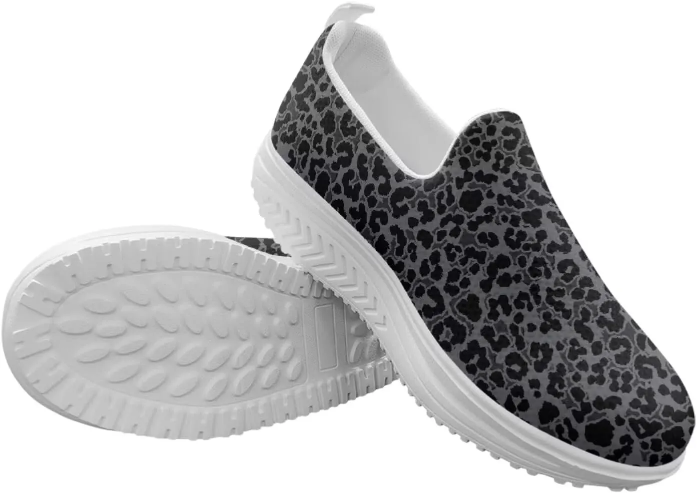 Womens Leopard Print Platform Loafers Lightweight Mesh Shoes Walking Jogging Sneakers Anti Skid