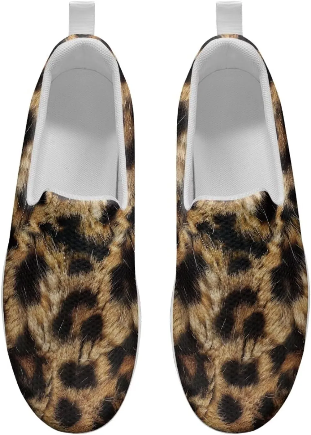 Womens Leopard Print Platform Loafers Lightweight Mesh Shoes Walking Jogging Sneakers Anti Skid