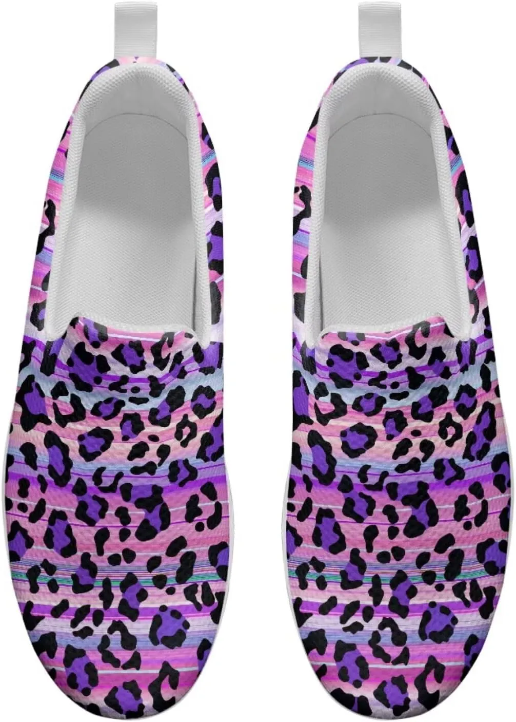 Womens Leopard Print Platform Loafers Lightweight Mesh Shoes Walking Jogging Sneakers Anti Skid