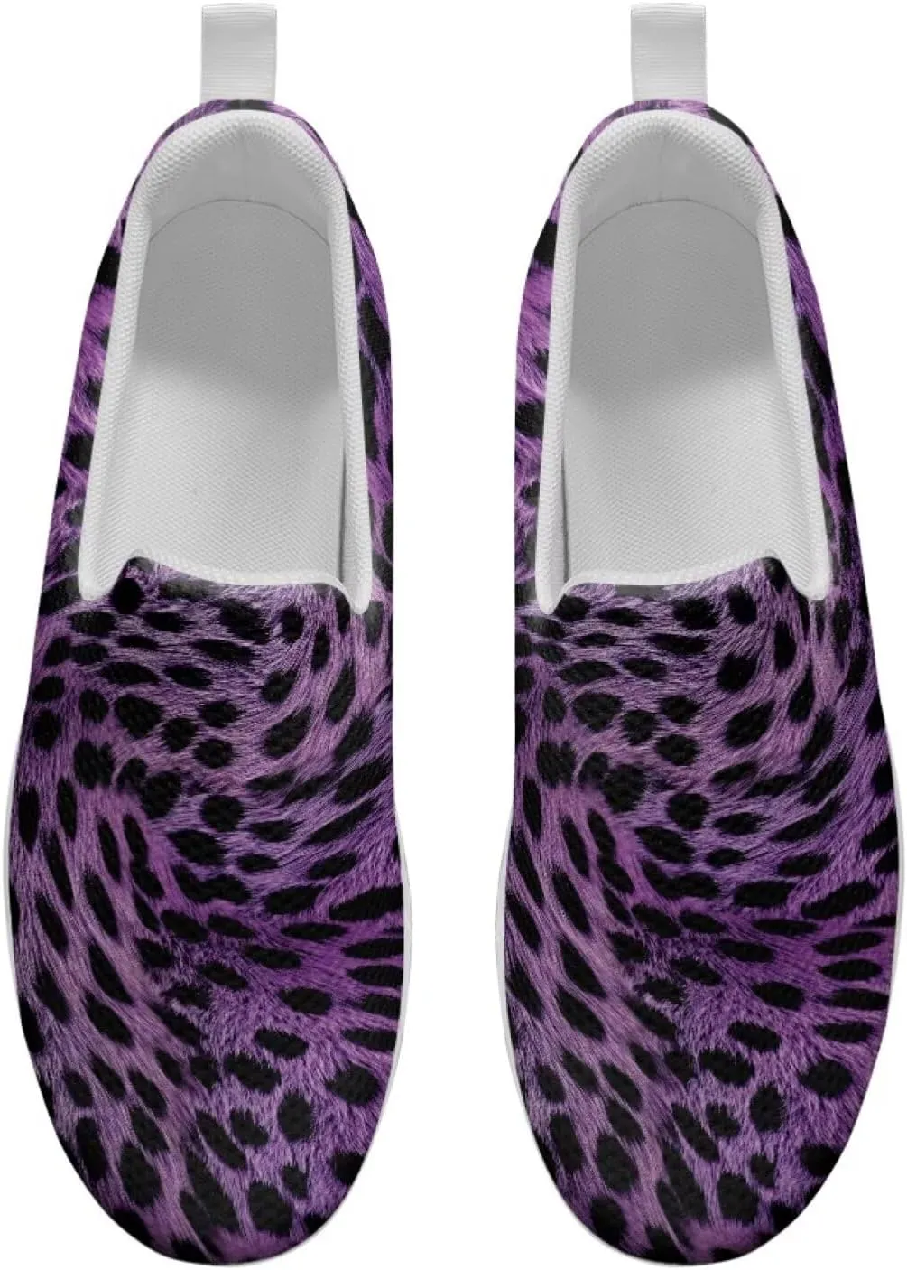 Womens Leopard Print Platform Loafers Lightweight Mesh Shoes Walking Jogging Sneakers Anti Skid
