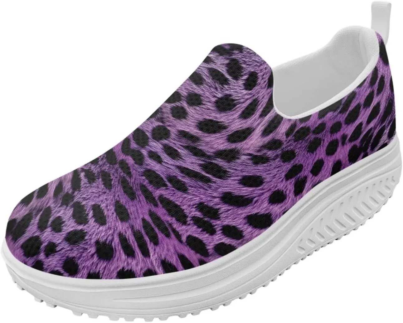 Womens Leopard Print Platform Loafers Lightweight Mesh Shoes Walking Jogging Sneakers Anti Skid