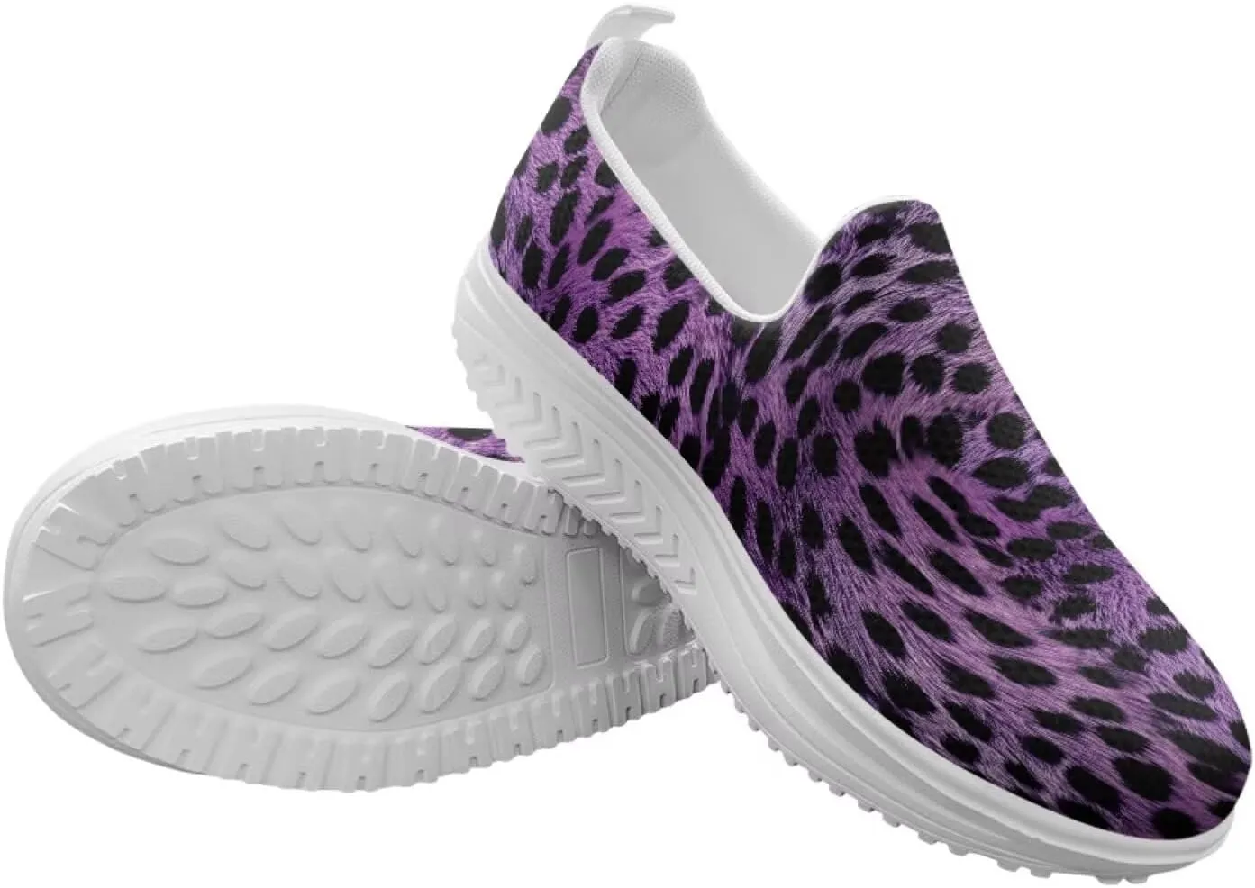 Womens Leopard Print Platform Loafers Lightweight Mesh Shoes Walking Jogging Sneakers Anti Skid