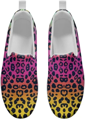 Womens Leopard Print Platform Loafers Lightweight Mesh Shoes Walking Jogging Sneakers Anti Skid