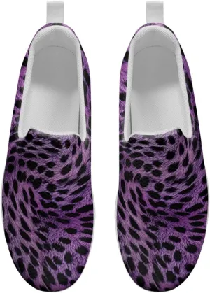 Womens Leopard Print Platform Loafers Lightweight Mesh Shoes Walking Jogging Sneakers Anti Skid