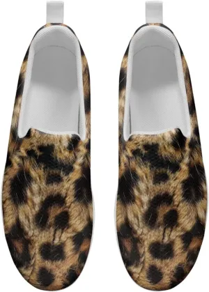 Womens Leopard Print Platform Loafers Lightweight Mesh Shoes Walking Jogging Sneakers Anti Skid