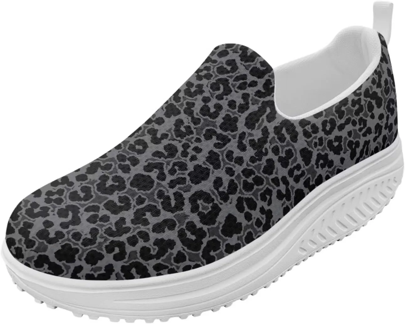 Womens Leopard Print Platform Loafers Lightweight Mesh Shoes Walking Jogging Sneakers Anti Skid