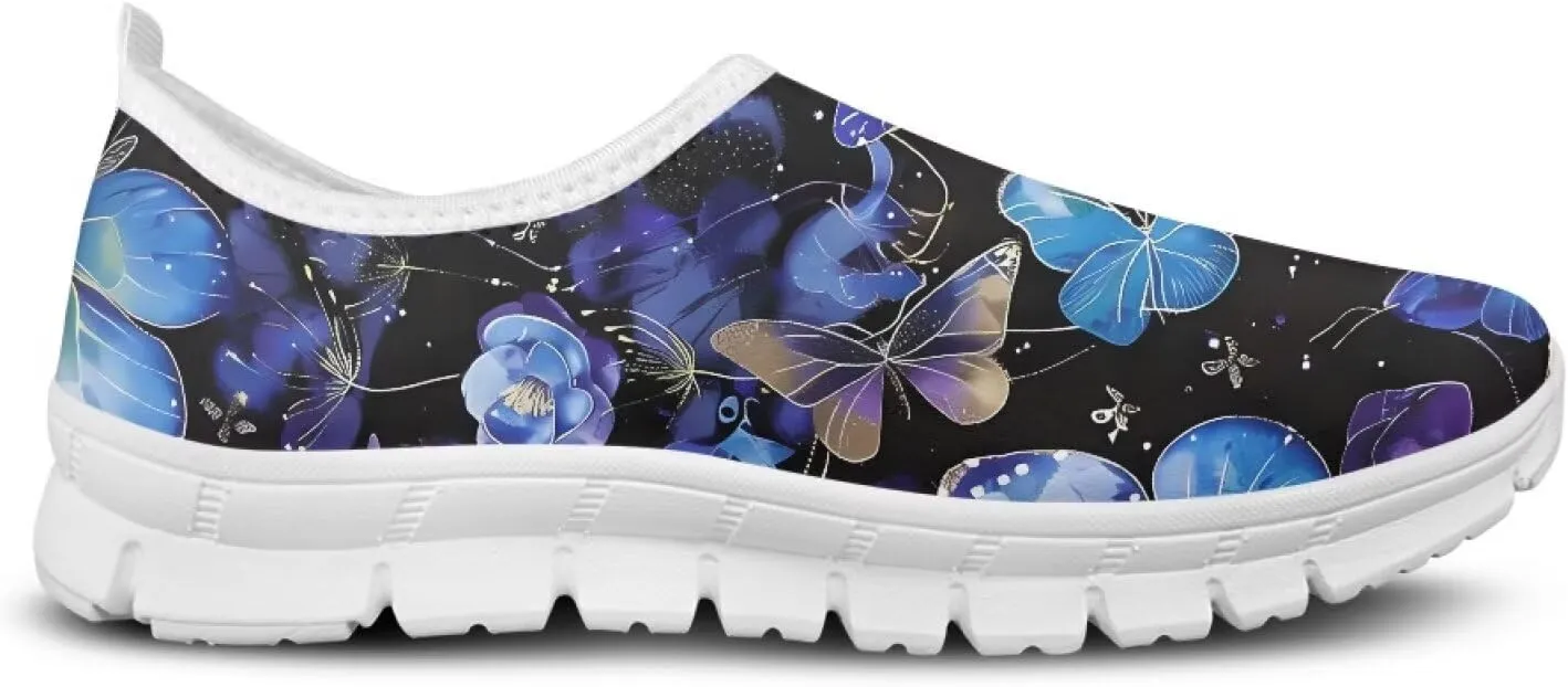 Women's Running Sneakers Flowers Low Top Casual Shoes Fashion Cute Breathable Lightweight Loafers with Arch Support for Athletic Size 5.5-11.5 White Sole