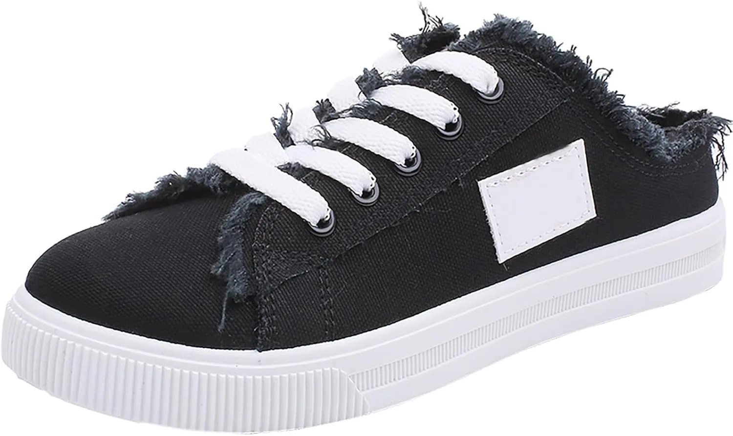 Womens Slip On Sneakers Fashion Comfortable Memory Foam Canvas Mules Shoes Casual Backless Loafers Slippers for Women